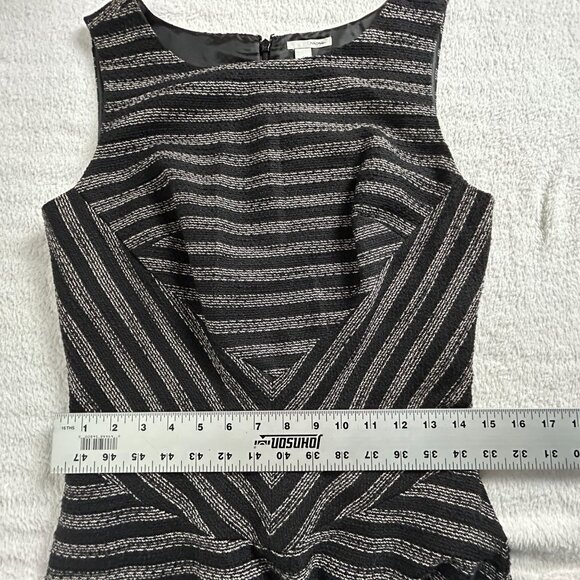 Halogen Womens Black White Striped Textured Sleeveless A-Line Mini Dress Size 6 - Picture 7 of 9